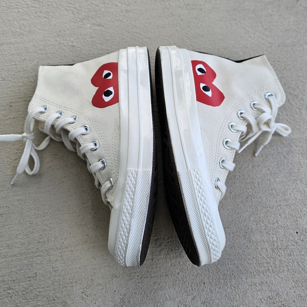 Comme des Garcons PLAY Cream Red Sneakers - Picture 8 of 16